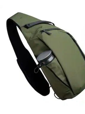 Men's alpaka Green Sling Belt Bag with Black Strap